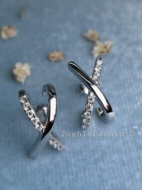 Moissanite Criss-Cross X Earrings In Sterling Silver